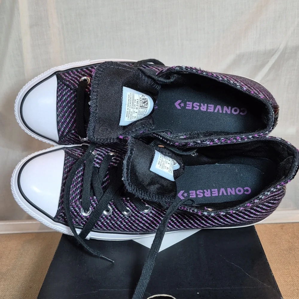Converse Chuck Taylor All Star HI •Womens 10•Black-Icon Violet-Cool Grey - Picture 7 of 10
